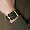 Square Men's Watch Leather Strap Black Simple Slim Stylish Waterproof Business Casual Gold Black