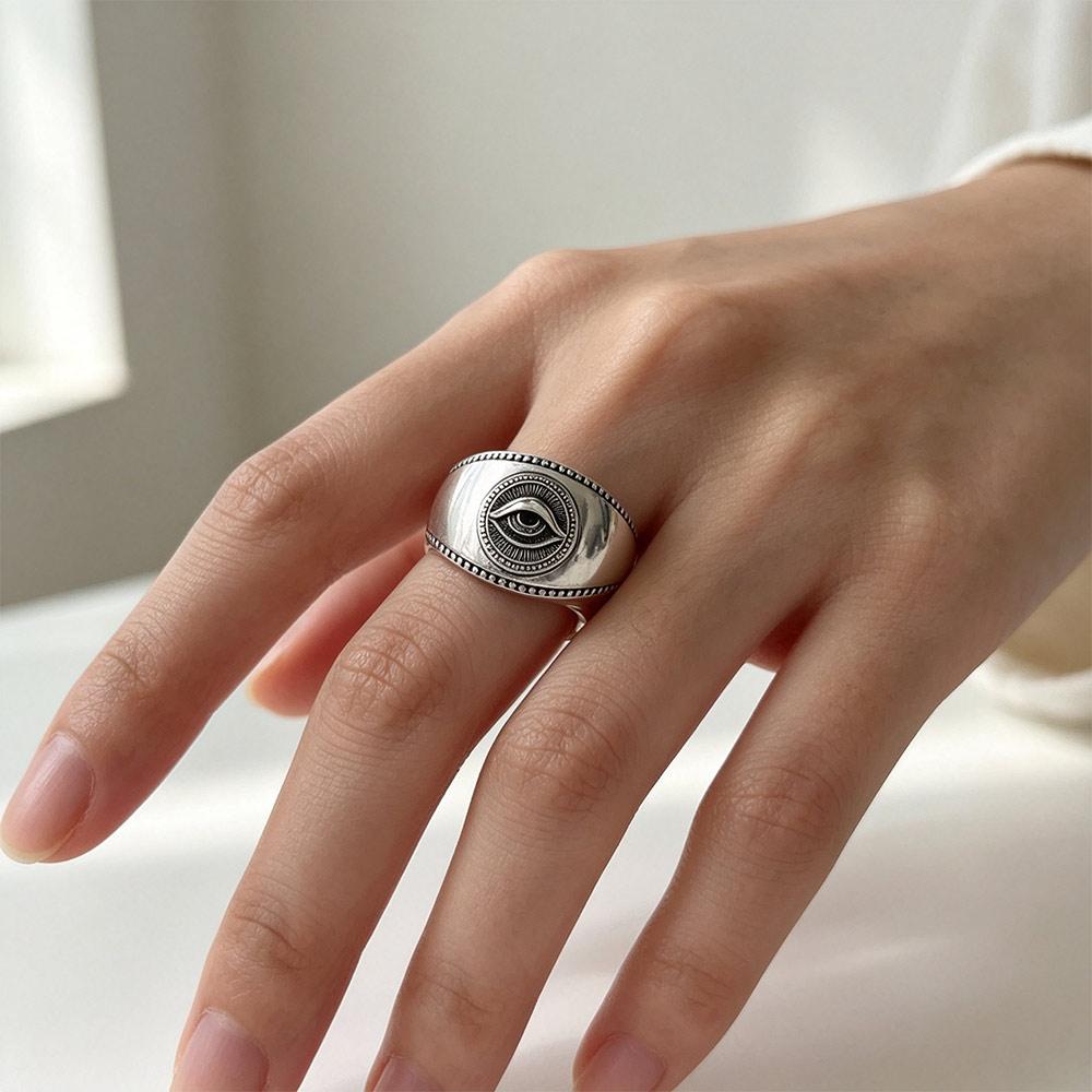 Gothic Punk Eye Finger Ring Adjustable Silver Rings Fashion Opening Rings Hip Hop