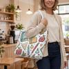 Cartoon School Stationery Pattern Portable Casual Tote Bag Cute Daily Use Handbag for Students Lightweight Shoulder Bag