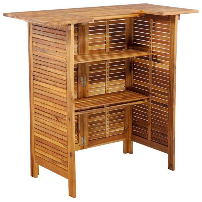 Table de bar - vidaXL - Acacia massif - 110 x 50 x 105 cm - Finition huilée - Jardin