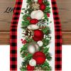 Dining Table Runner Christmas Runner, Xmas Tree Ball Reindeer Print Seasonal Accessories Tablecloth, Winter Holiday Party Decoration Coffee