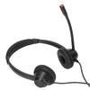 RJ9 Phone Headset Built in HD Microphone Binaural Office Headset Support Speaker Volume Adjustment Black