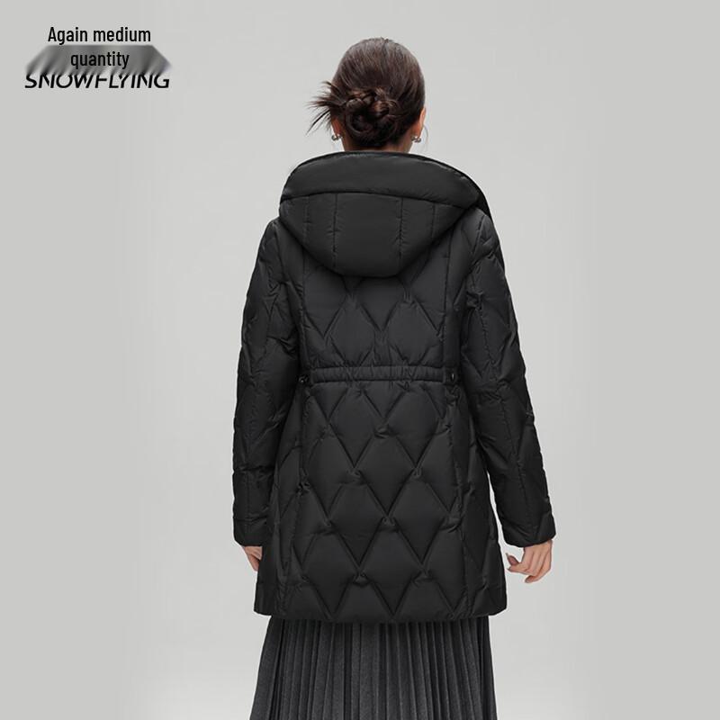 Xuezf Women's Mid-Length Hooded Duck Down Jacket