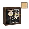 F26C Pet Memorial Shadows box with Dog Wooden Sculpture,Tages & Collar Display Keepsakes Box Wooden Pet Picture Frame Gift