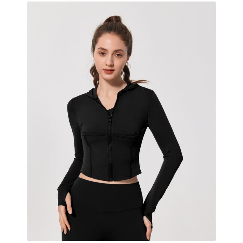 Women's Spring and Autumn Running Fitness Sports Slim Long Sleeve Hooded Yoga Wear Tops