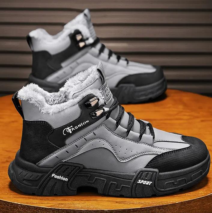 Sněhule pánské zimní sametové zateplené bavlněné boty integrované vodotěsné, protiskluzové a mrazuvzdorné boty Martin se silnou podrážkou