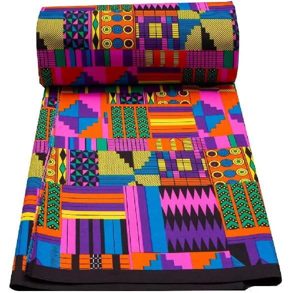 6 Yards Kente African Fabrics Bright Color Polyester African Cloth by Yard Ankara Fabric Sewing for Crafts