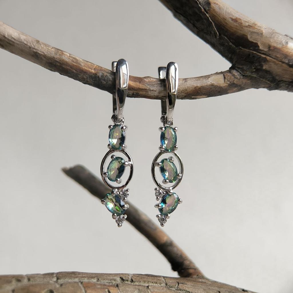 Silver Earrings with Mystic Topaz 2.11ct (2191339)