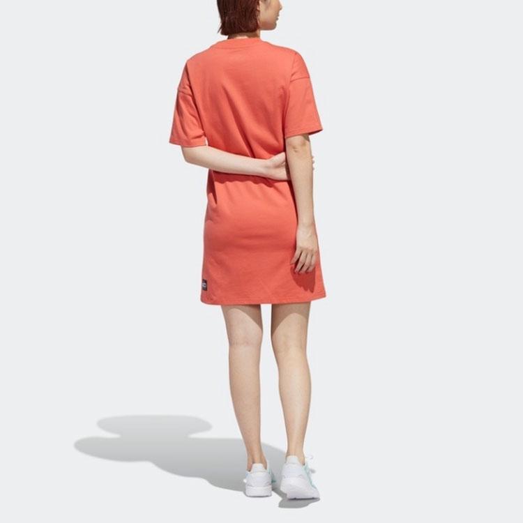 Adidas Neo Printed Loose Short Sleeve Dress Women dresses Orange GP5809