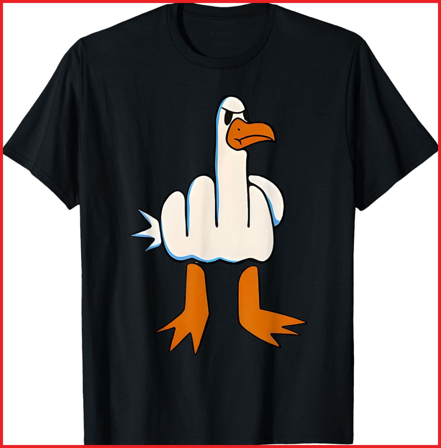 I Don t Give A Duck Middle Finger Funny Duck black T-Shirt S-5XL L