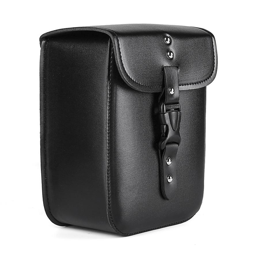 1 X Black Universal PU Leather Motorcycle ATV Side Storage Saddle Bag With Strap