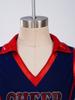 Kids Cheerleading Competition Wear V Neck Crop Top Rhinestone Trim Sleeveless with Built-in Shorts and Asymmetrical Ruffled Skirt