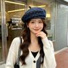 Women S Vintage Polka Dot Beret Hat Large Size Fashionable Painter Cap