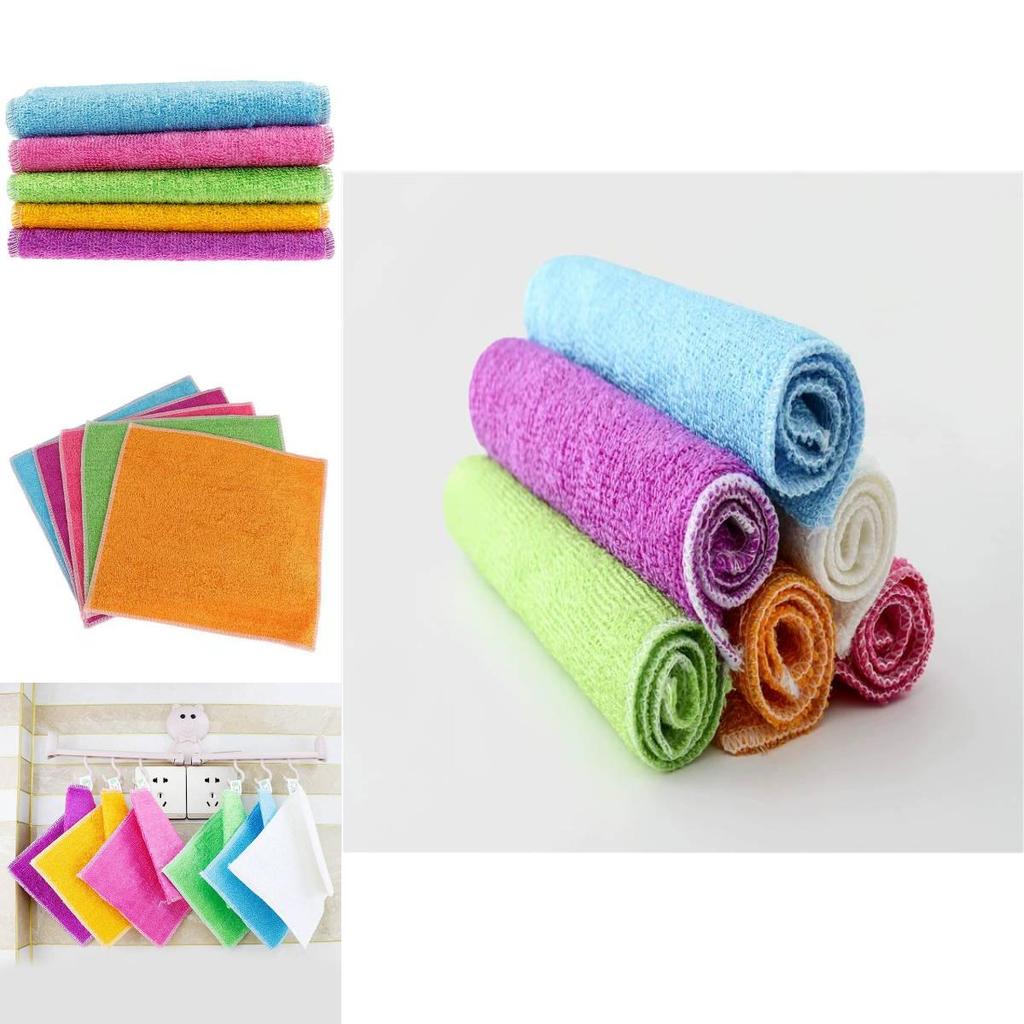 Fiber Double Layer Dish Towel With Oil Resistant Absorbent Non Shedding For Kitchen Cleaning