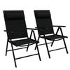 Set 2 Folding Chairs With Reclining Backrest And Headrest In Aluminum And Polyester 54x67x108 Cm Black