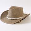 Beliebter europäischer und amerikanischer klassischer Strohgeflecht Western-Cowboyhut für Herren und Damen Outdoor-Mode OL-Stil Geflochtener Zylinder