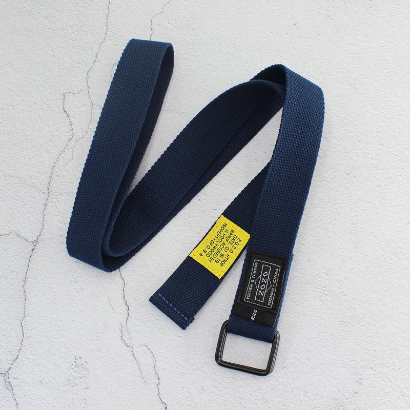 Double Buckle Canvas Cloth Label Belt Men'S And Women'S Trendy Teen Jeans Belt