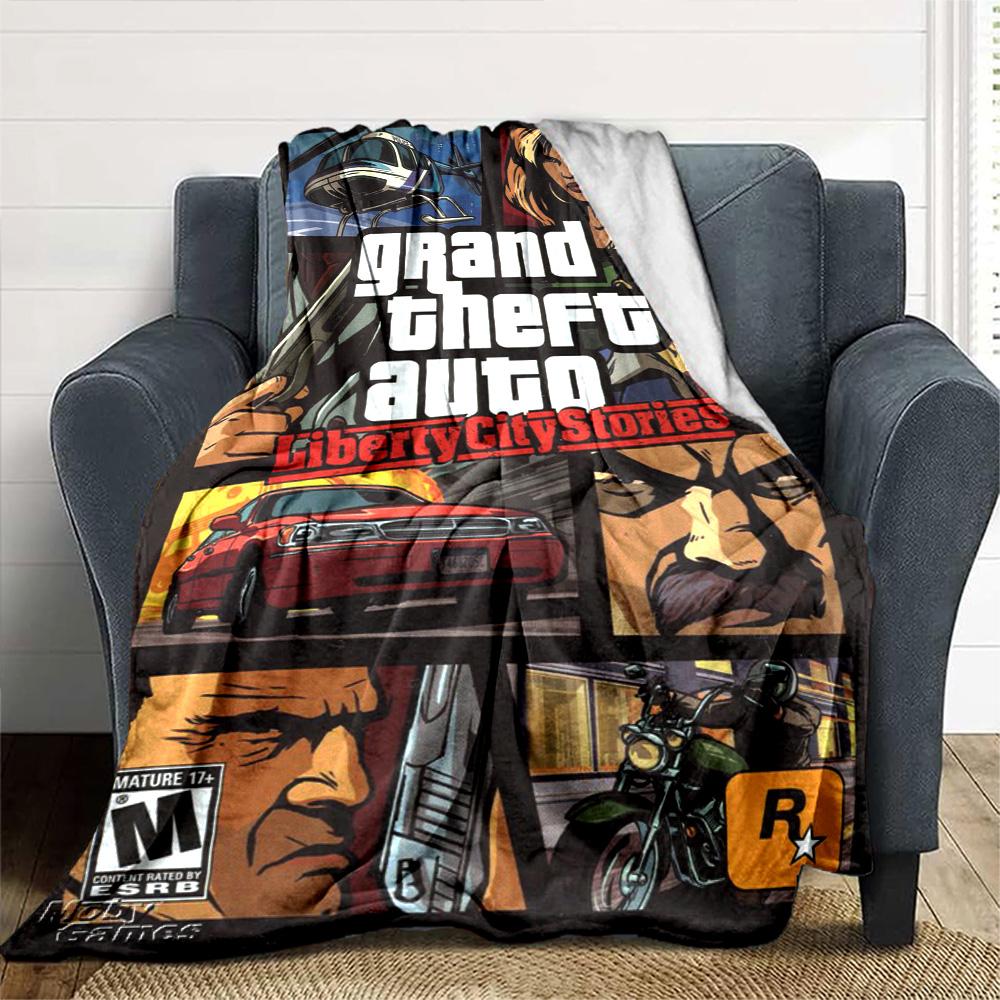 Grand Theft Auto Blanket Soft Warm Cozy Perfect for Picnics Seaside Couch All-Season Use Playful Design Gift for Travel Home Birthdays