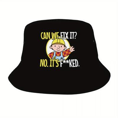 Bucket Hats Bob The Builder Can We Fix It Headwear Foldable Outdoor Fishing Cap Funny Repair Unisex Session Hats Dropshipping