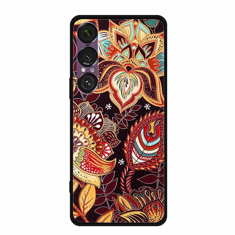 3D Emboss Case For Sony Xperia 1 VII 5G Case Flowers TPU Soft Silicone Back Cover For Sony Xperia 1 VII 2025 Phone Case XQ-FS54