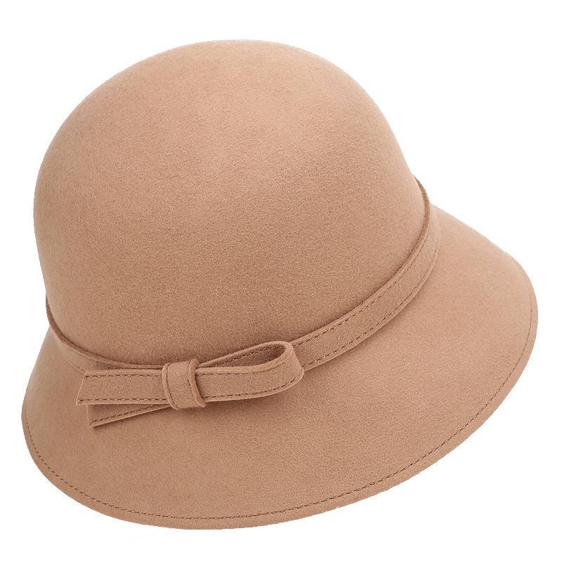 2025 Women's Autumn/Winter Hepburn Style Wool Felt Fedora Bucket Hat