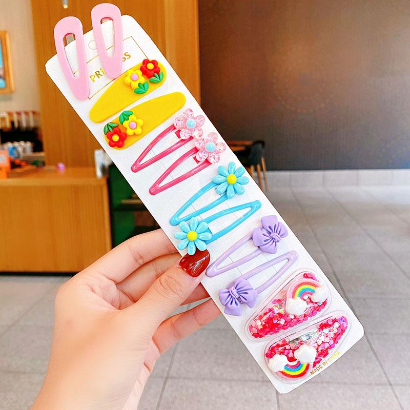 12PCS/Set New Girls Cute Colorful Cartoon Flower Hairpins Children Kids Lovely Hair Clips Barrettes Fashion Hair Accessories
