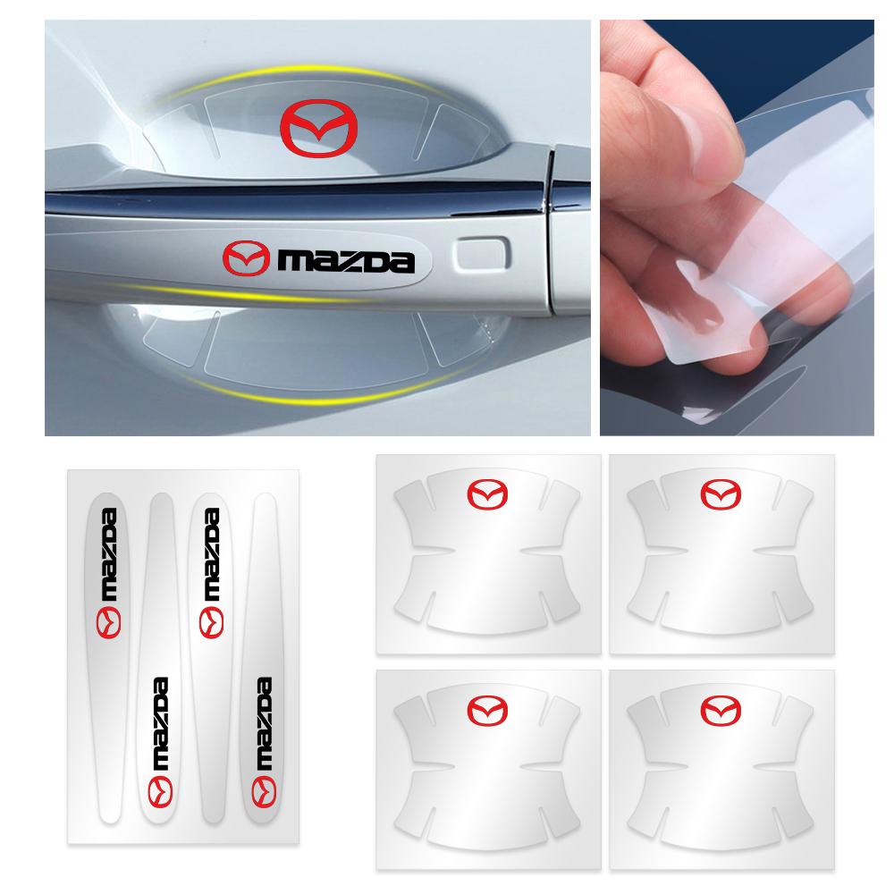 AAFA1 4/8Pcs PVC Car Door Handle Bowl Trim Stickers Car Emblem Protective Film For Mazda 2 6 MPS Atenza Axela Demio MS CX4 CX5 CX7 CX9