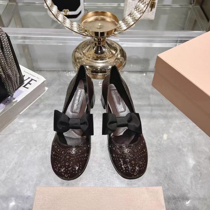 New square head thick heel color matching bow Mary Jane shoes women's trend fashion versatile temperament single shoes