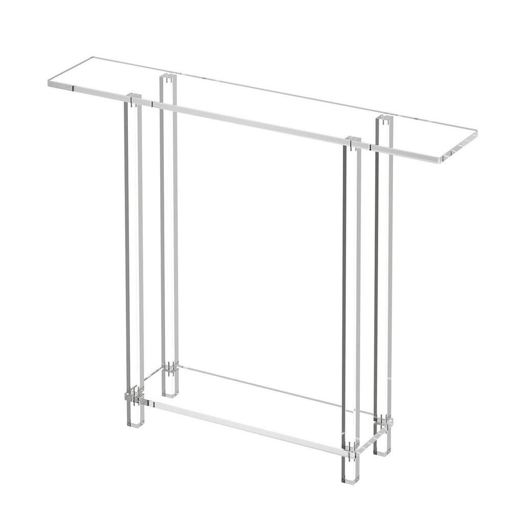 Acrylic Console Table, 2 Tiers Narrow Side Desk with Bottom Open Storage, Modern Rectangle Acrylic End Table, Transparent Entry Desk for Foyer,