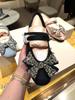 Bow Crystal Women Square Toe Sandals Flats Marie Janes Shoes Elegant Summer 2025 Trend Dress Party Shoes Lolita Loafers Zapatos