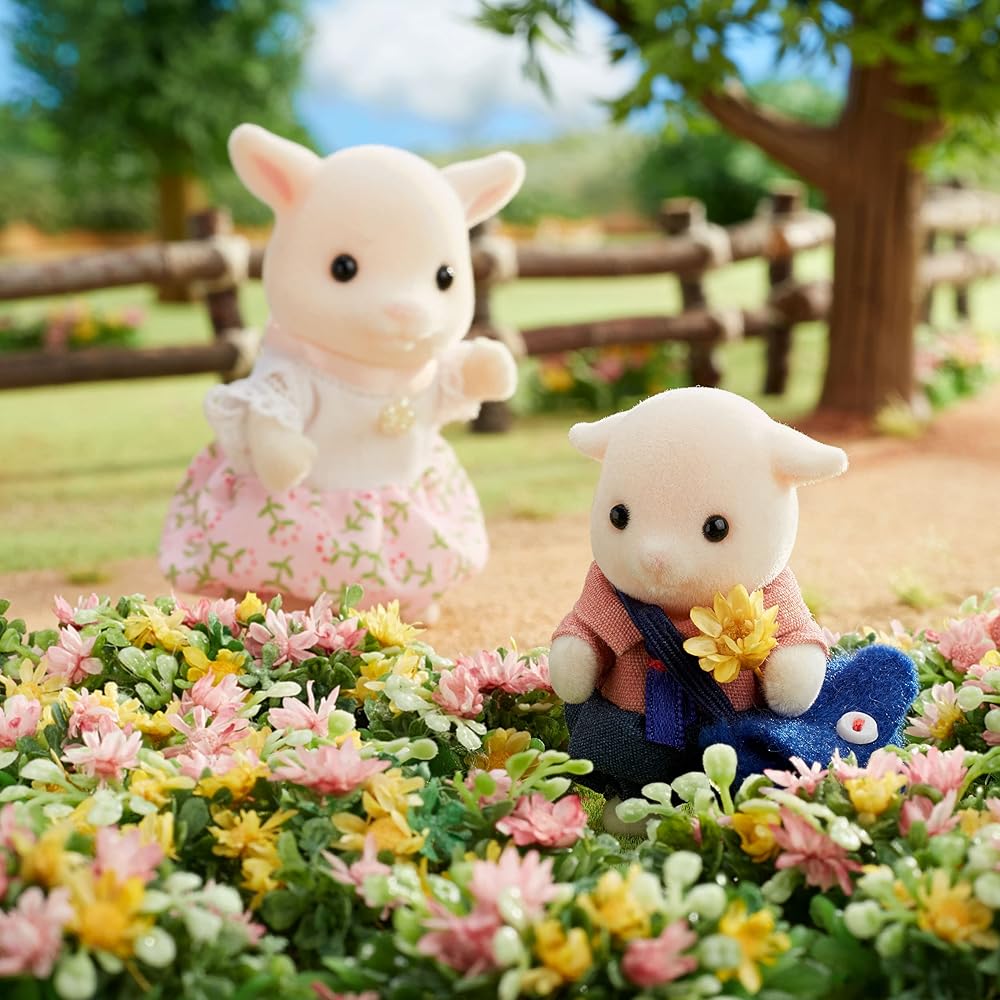 Sylvanian Families Goat Family Doll Set with ST Mark Certification for Ages 3 and Up Toy for Dollhouse