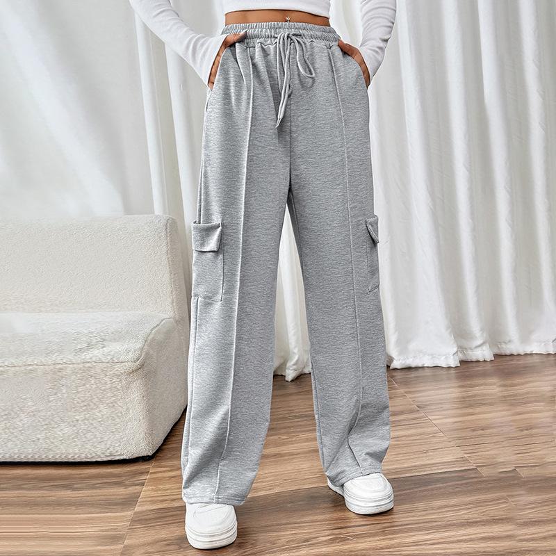 Women's Elastic High Waist Patchwork Straight-Leg Pants - 2025 New European & American Style