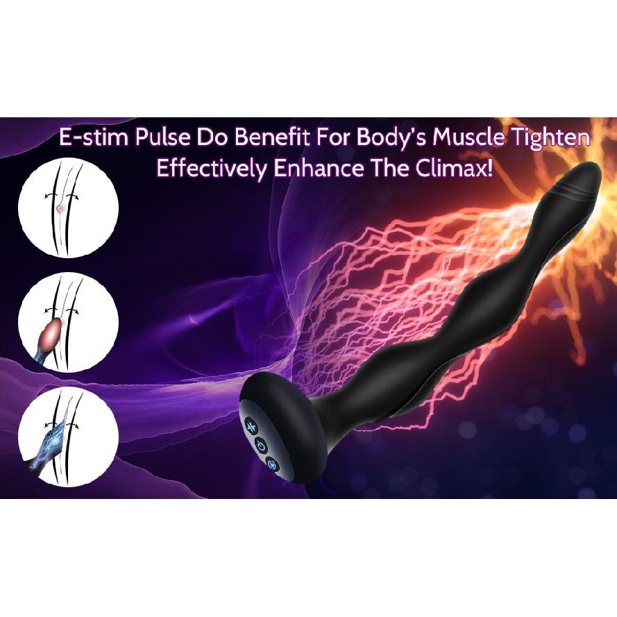 Bendable Electric Pulse Heating Prostate Massager Sex Toys 3-in-1 Anal Beads Butt Plug for Men Women Couple Adult