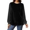 Women Long Sleeve Velvet Tops Crewneck Casual Loose Velour Blouses