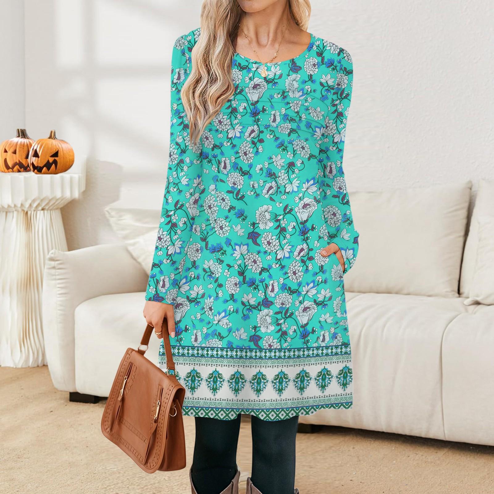 

Женское платье с длинным рукавом, осеннее повседневное, футболка, свободного кроя, с плиссировкой спереди, платья с карманами XL