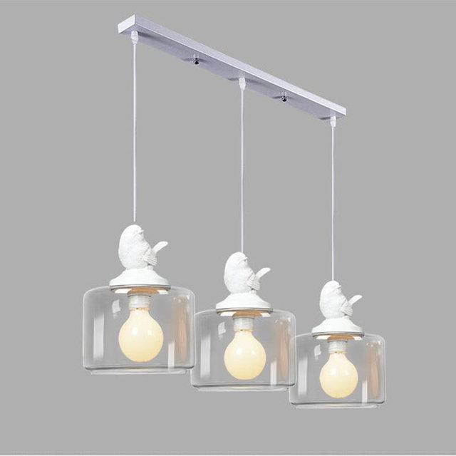 Nordic Creative Glass Bird Pendant Lights White Bird Small Pendant Lighting for Dining Room Restaurants Bar Cafe Shop Home Decor