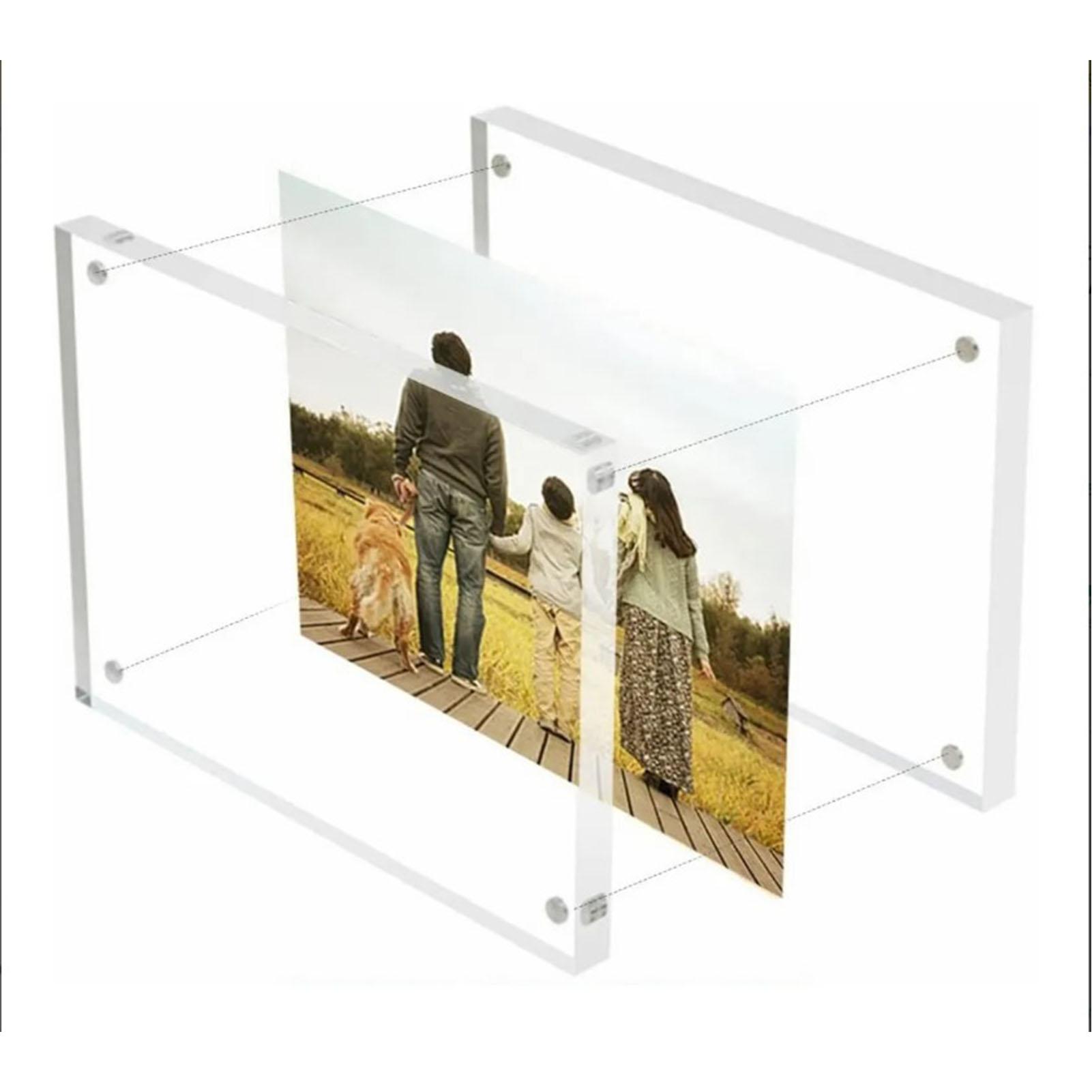 Acrylic Photo Frame Crystal Clear Frameless Double Sided Freestanding Photo Frame for Desk