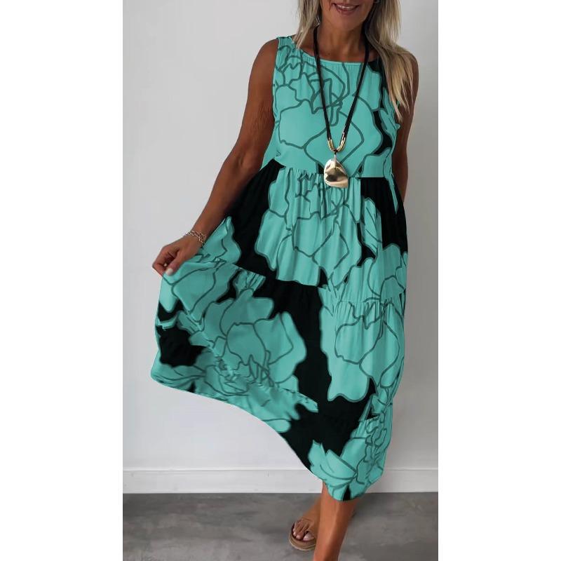 GMXIA Dámská móda léto jaro ležérní šaty bez rukávů s výstřihem do O