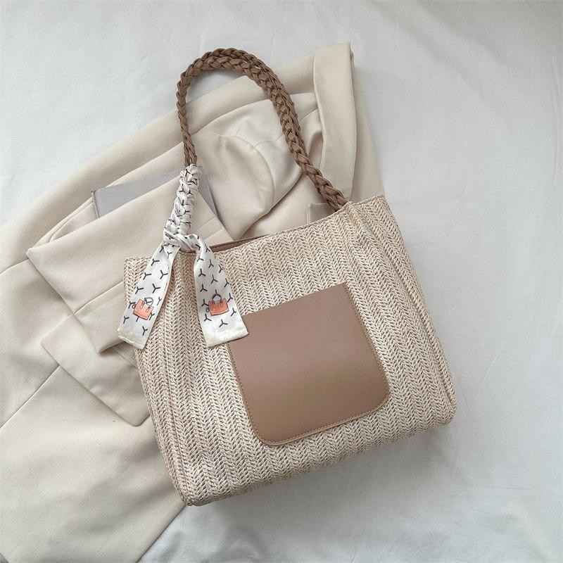 

Stylish Large Capacity Tote Bag For Women In Black White And Khaki Perfect For Casual Commuting And Everyday Use хакі