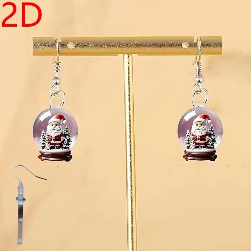 Cross-border hot-selling Santa Claus snowball earrings flat acrylic creative cute Christmas gift cartoon earrings
