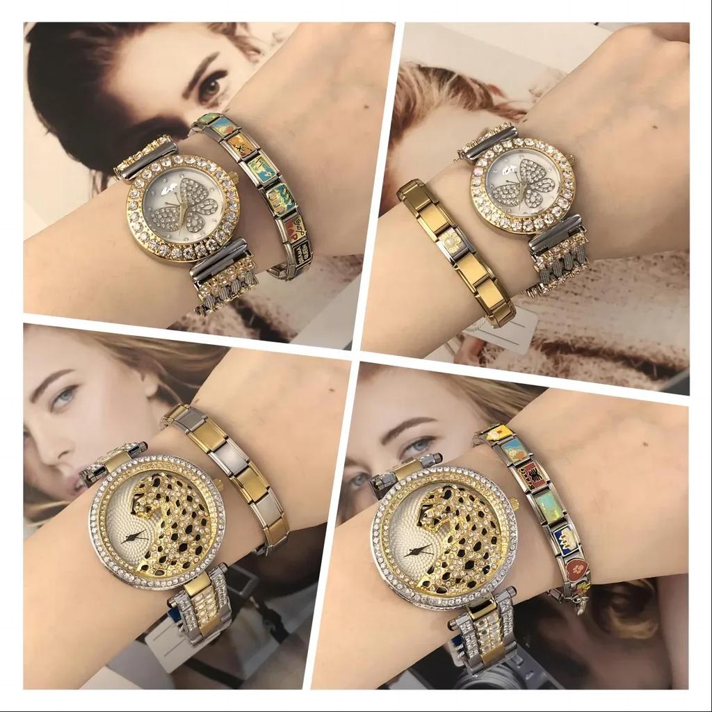Italian Charm Link Stainless Steel Golden Bracelet for Woman Men DIY Making 9mm Bead Silver Color Retro Bangle Jewelry