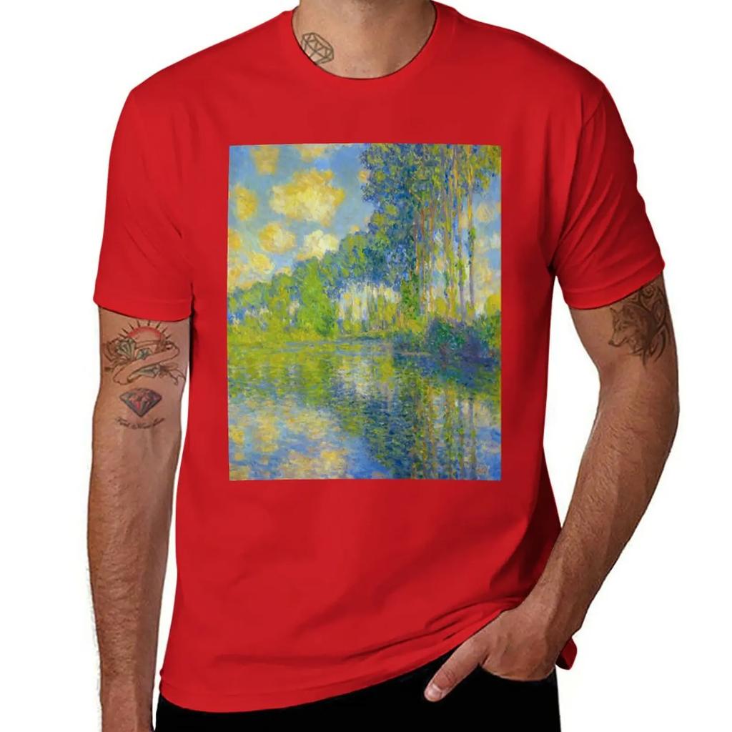 Claude Monet Impressionist Landscape Oil Painting T-Shirt sublime anime clothes T-shirts for men cotton
