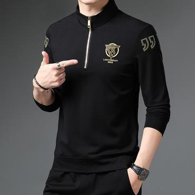 Nová podzimní a zimní mikina na poloviční zip pro mladé a muže středního věku, stojáček, tričko s dlouhým rukávem, módní pánské oblečení