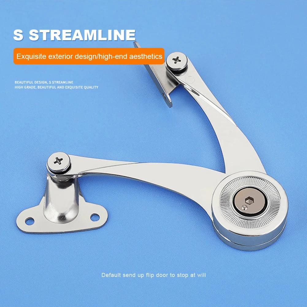 Lid Lift Up Stay Buffer Damper Folding Hinges Lid Stays with Soft Close Adjustable Stop in Any Position for Wardrobe Cabinet