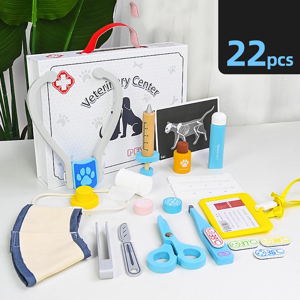 Wooden Pretend Play Doctor Kits For Toddlers Medical Suitcase Educational Toy Early Learning Sensory Cognitive Training Toys