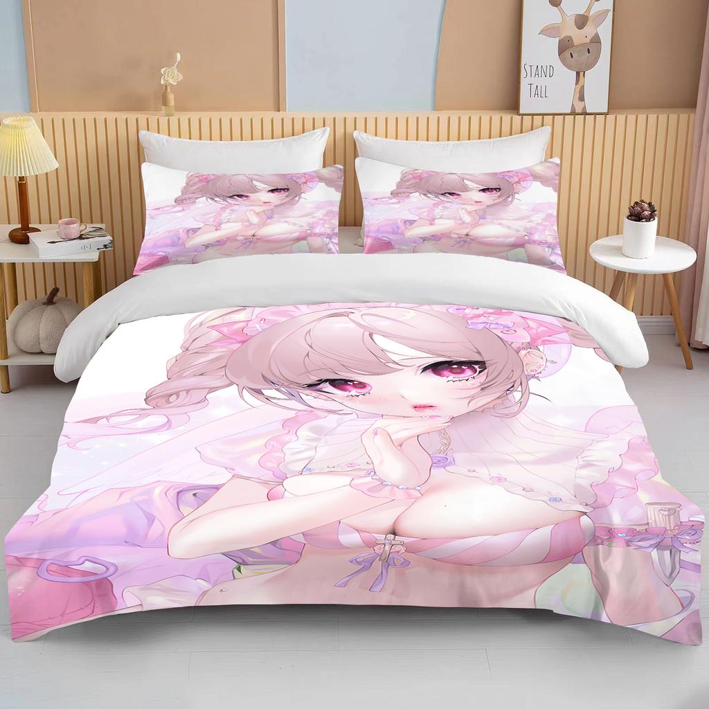 Japanese Anime Moe Double Bed Duvet Cover Bed European Bedding Sets Home Textiles Luxury Pillow Cases Bedroom Bedding Sets