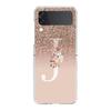 Letter Pink Shiny M R Phone Case For Samsung Galaxy Z Flip 3 4 5 Hard Folding Clear PC Bumper For Samsung Z Flip 6 Cover