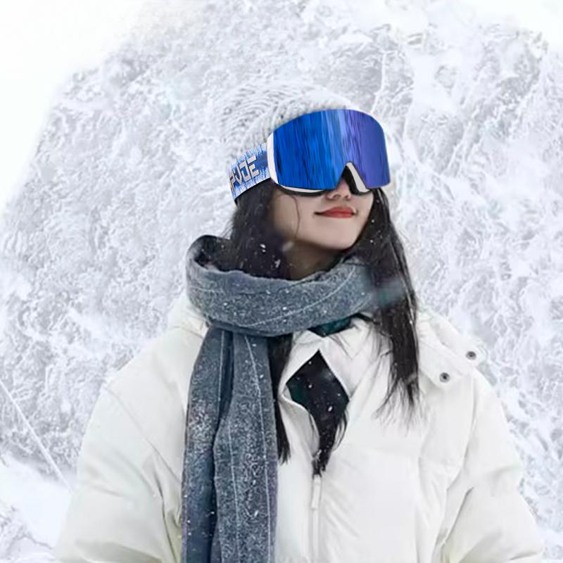 Gafas de Esquí Adaptables Luz Roja Azul para Hombres y Mujeres Gafas de Esquí Activas Antivaho Gafas de Esquí Magnéticas Protección UV Protección 400 Gafas de Nieve