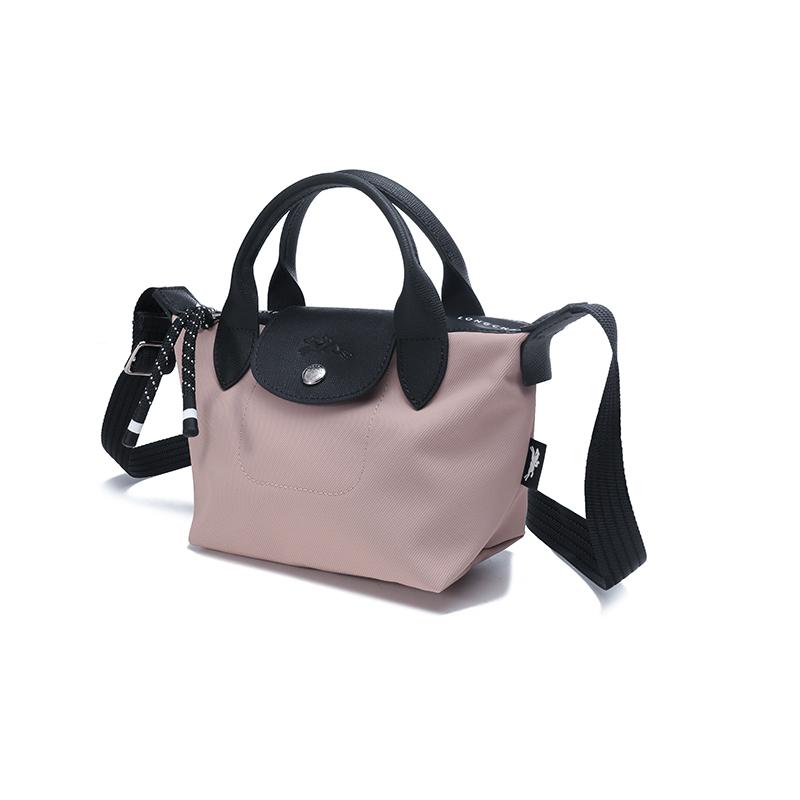 Longchamp Le Pliage Energy 17 Chiusura con Zip Tela in Poliammide Riciclato e Pelle Borsa a Forma di Raviolo Borsa a Tracolla Tote Mini Borse da Donna Rosso Biancospino 1500HSR538
