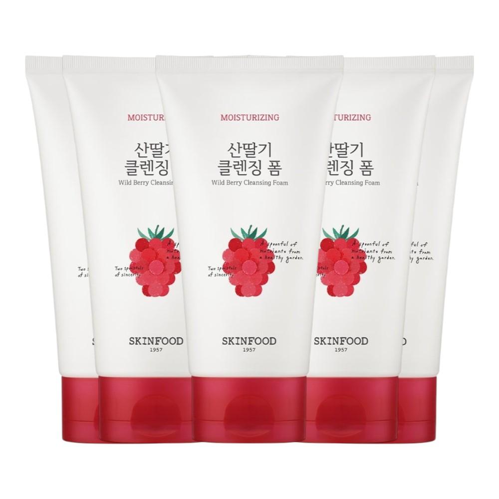 SKINFOOD Veggie Garden Wild Berry Cleansing Foam 150ml (5-Pack) - Vitalizing & Hydrating Face Wash - Radiant Korean Skincare Bundle